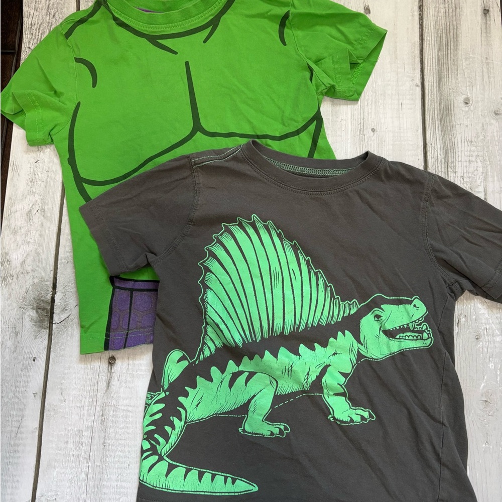 Set of 2 Kids T-shirts with Dinosaur and Hulk Designs Marvel and Carters